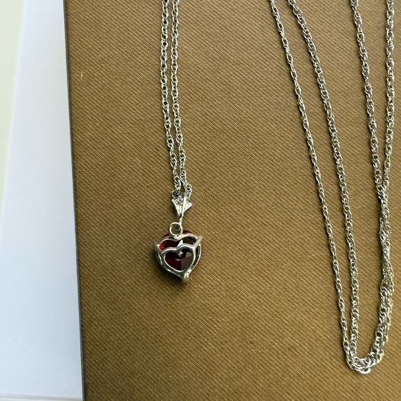 14k Solid Gold - Real Red Ruby Gem / 17.5” Long - Picture 2 of 2